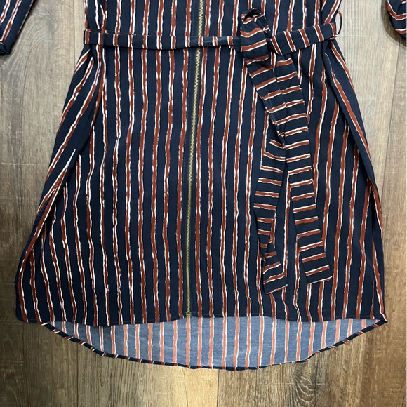 Pink owl Blue and Burgundy Striped Zipper Dress - Picture 4 of 9